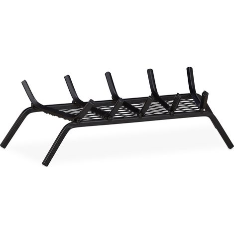 Griglia portalegna con 4 piedi per camino design trapezio 16 x 58 x 28 cm in acciaio nero 130007253