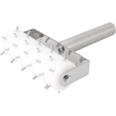 Rodillo para pasta y pizza con púas metálicas, Ø 155 x 21 cm, acero inoxidable blanco, dos en uno.