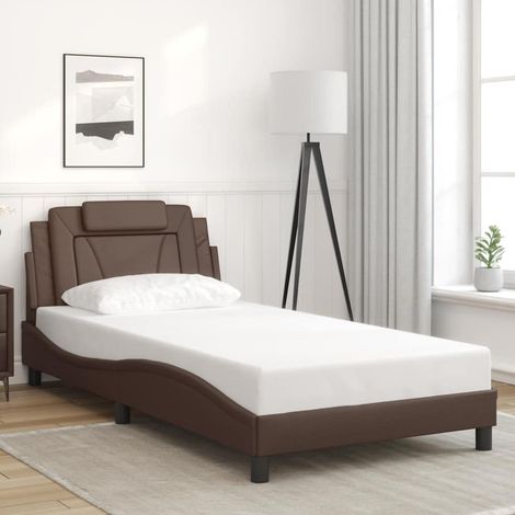 Bettgestell "Viana" ohne Matratze Braun 100x200 cm Kunstleder
