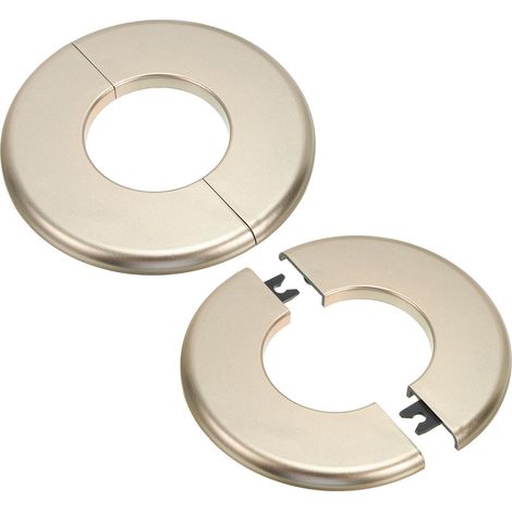 Plaque d'Écussons Auto-Adhésive Ronde en ABS 2.01"/51mm, 2pcs Couverture Murale pour Tuyau d'Eau, Cache Mitigeur Douche Boucles Rosace Robinet Chauffage Plomberie Mural, Doré (1/5)