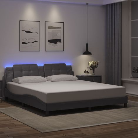 Giroletto con LED senza Materasso Zadar Grigio 180x200 cm vidaXL