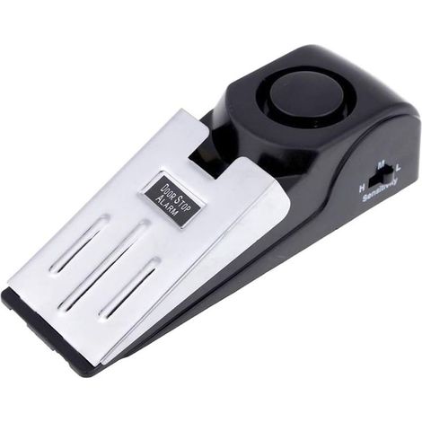 Mini vibrateur sans Fil déclenché Wedge en Forme de Porte Stopper Alerte Système de sécurité à Domicile Alarme de Porte Bloc Bloc de Blocage Noir (Pack de 1) (1/5)
