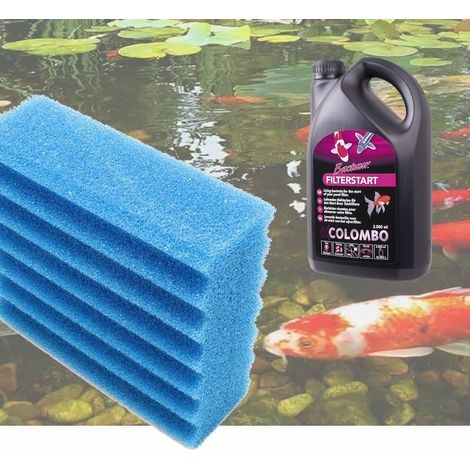 Mousse de remplacement bleue + bactéries 1000ml pour filtres bassin 12000 et 25000 litres (1/5)