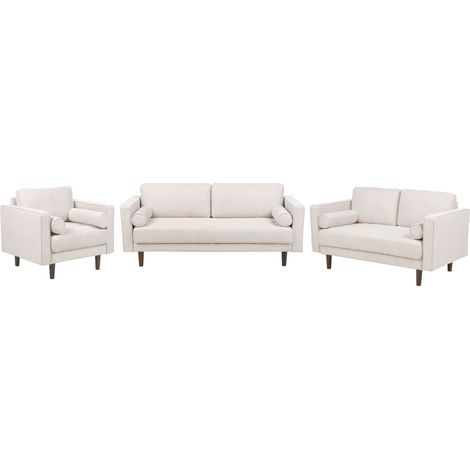 Living Room Set 6 Seater NURMO Fabric Light Beige (1/5)