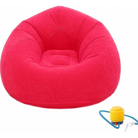 Fauteuil gonflable, pouf gonflable avec pompe à pied, rouge (1/5)