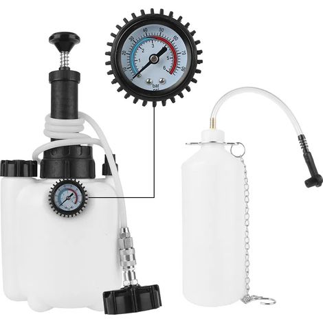 Kit purgeur de frein manuel 3 L avec manomètre, pompe à main, bouteille 1 L, raccord rapide et adaptateur maître-cylindre (1/5)