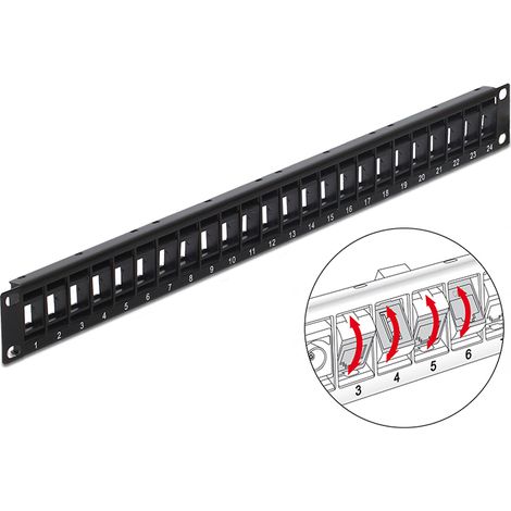 Keystone 19 patchpanel 24 port drehbar schwarz delock
