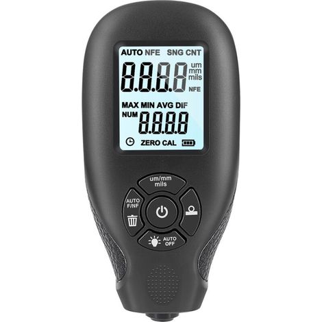 Testeur d'épaisseur 0 2000um, jauge d'épaisseur de film de revêtement de voiture, compteur de revêtement de peinture, avec écran LCD, noir (1/5)