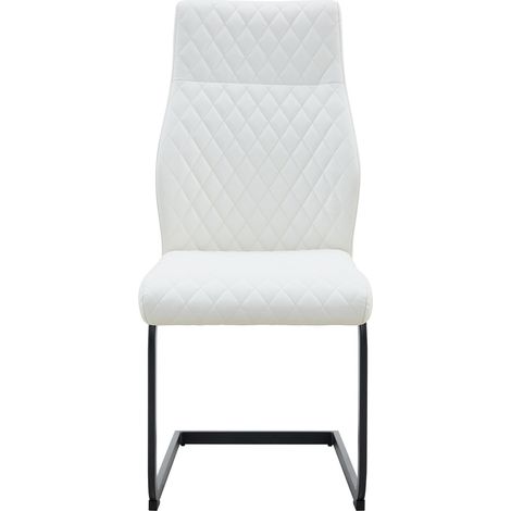 Mesa redonda de cristal templado 85 cm con 2 sillas blancas de PU y respaldo alto (1/5)