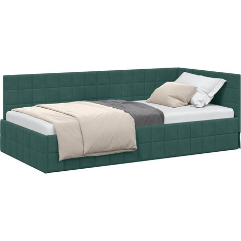 Maison Exclusive - Cornice del letto ad angolo Verde Scuro 100 cm x 200 cm Velluto