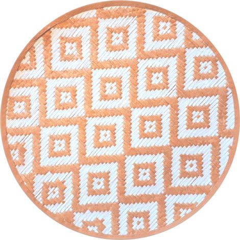 Set de table rond beige et Blanc en feuilles de Bambou - 38 cm (1/2)