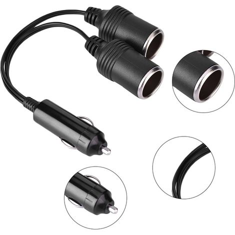 Chargeur Allume-Cigare 12V/24V avec Prise Mâle vers Double Prise Femelle et Câble d'Extension (1/5)