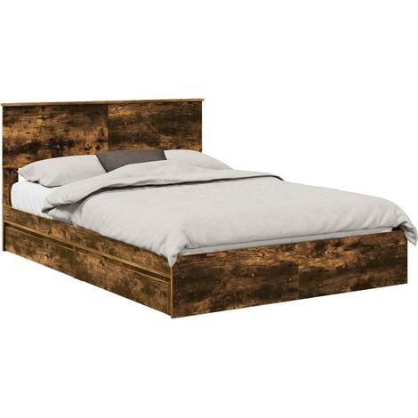 Maison Exclusive - Aufbewahrungsbett Geräucherte Eiche 135 x 190