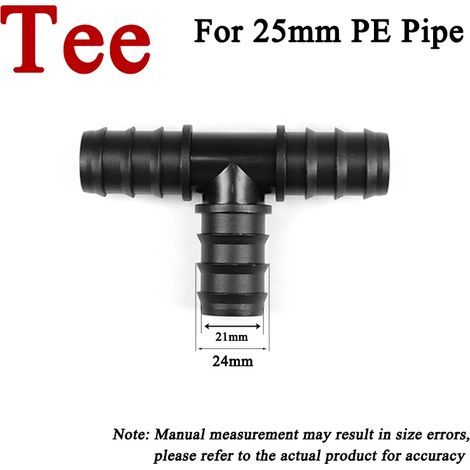 (Té 25 mm - Lot de 5 - Chine continentale) Raccord de tuyau PE pour serre, coude droit, bouchon, accessoires pour micro-aspersion (1/5)