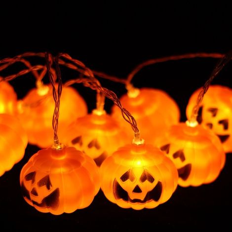 Guirlande Lumineuse Halloween, 3M 20 LED Guirlande Lumineuse Citrouille à Pile Guirlande de Lumière IP65 Etanche Décoration Extérieur Intérieur pour Chambre Halloween Soirée Jardin, Blanc Chaud