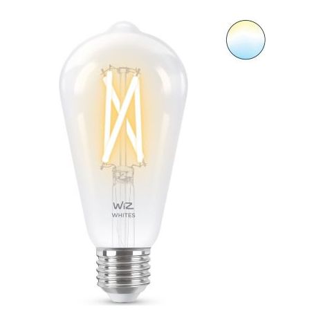 WiZ LED E27 Filament Edison Glühbirne Klein (ST64) Klar 60W Warm bis Kaltweißes Licht - 1 Stück (1/5)