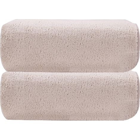 Lot de 2 serviettes de bain extra-larges (70 x 135 cm), séchage rapide, ultra-douces et absorbantes, couleur camel clair.