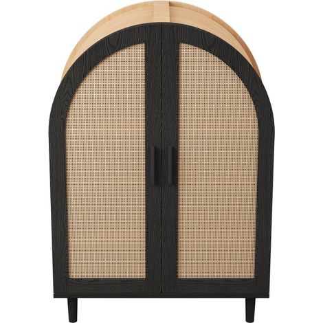 PLACARD à chaussures rangement ventilé MDF Particle Board Natural+Black 70.00x40.00x100.00 (1/5)