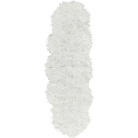 Faux Fur Rug MAMUNGARI White 60 x 180 cm