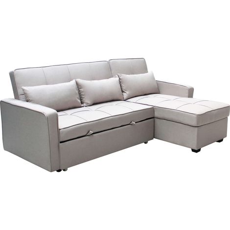Divano letto da interno in acciaio e tessuto con cuscini inclusi Easy Bed - Tan (1/5)