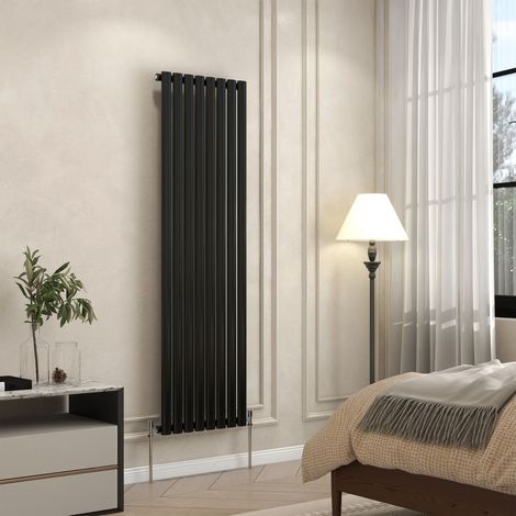 AVER-GROWTH Black Radiator Vertical Oval Column Double Panel Rad 1600x472mm (1/5)