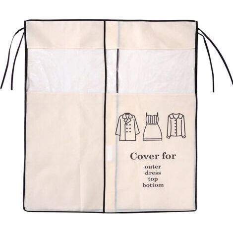 Housse Protège Housses de Vêtements 120 × 120cm Beige Housse de Anti-Poussière Protection Portant Universelle Garment Covers pour Tringle à Vêtements