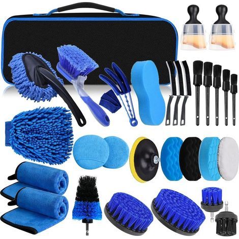 Kit Nettoyage Voiture, 31 Pièces Brosse Nettoyage Voiture Kit pour L'intérieur et L'extérieur, Brosse Perceuse Nettoyage avec Brosse (1/5)