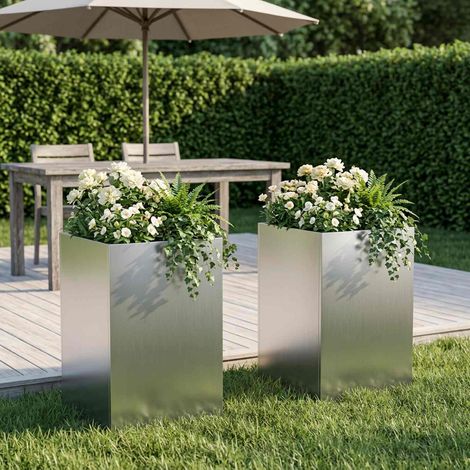 Cache-pot de jardin 2 pc Argenté 40 x 40 x 50 cm (1/5)