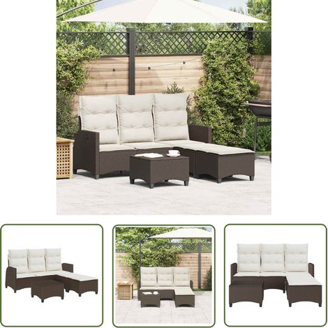 vidaXL Salon de jardin 3 pcs avec coussins forme L marron polyrotin (1/5)