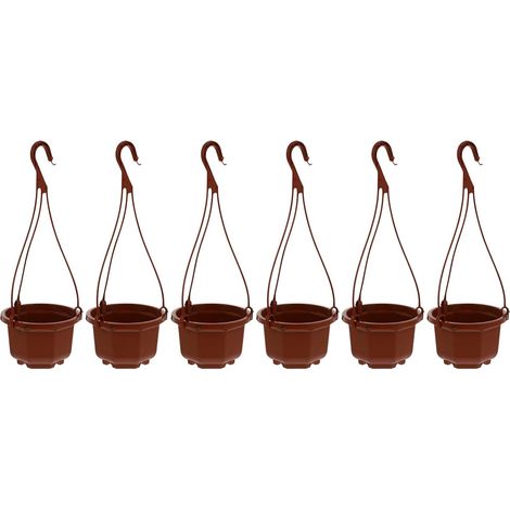 Ensemble de 6 jardinières suspendues en plastique avec crochet et drainage, (1/5)