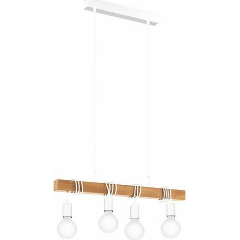 TOWNSHEND LAMPADA A SOSPENSIONE VINTAGEA4 LUCI E27 IN ACCIAIO E LEGNO BIANCO/MARRONE (1/5)
