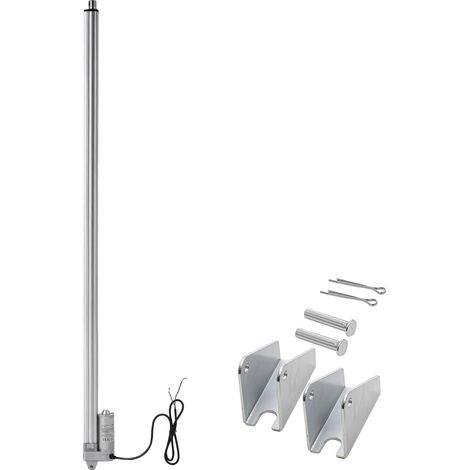 Mophorn Actuador Lineal de 12 V, Motor Lineal Resistente al Agua IP65 de 1016 mm, 3000 N y 5 mm/s, con Soportes de Montaje para Sistemas Solares, Equipos Industriales y Apertura de Puertas, Plata (1/5)