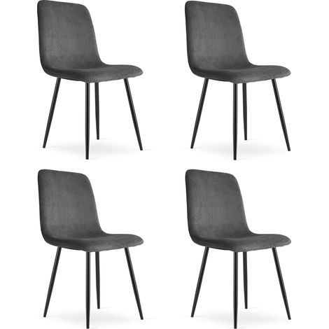 Rift-Stuhl – grauer Cord / schwarze Beine x 4 (1/5)