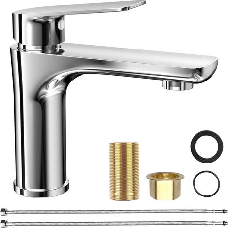 Mitigeur Lavabo, Robinet Salle Bain Monocommande, Mitigeur de Lavabo, Bonde Incluse, Robinet de Salle de Bains Lavabo, Robinet Lavabo, Hauteur Sous Bec 9 cm, Robinets de Lavabo, Chromé (1/5)