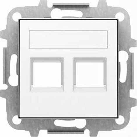 Couvercle de prise informatique double avec obturateur Blanc 8518.2BL Sky Series de Niessen