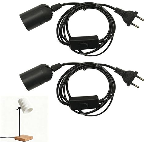 Pack de 2 Douille E27 avec Câble de 1,5 m, Douilles E27 avec Interrupteur, Idéal pour Lampadaires, Lustres et Éclairages de Cuisine - Noir Élégant pour un Intérieur Moderne,fil plafonnier (1/4)