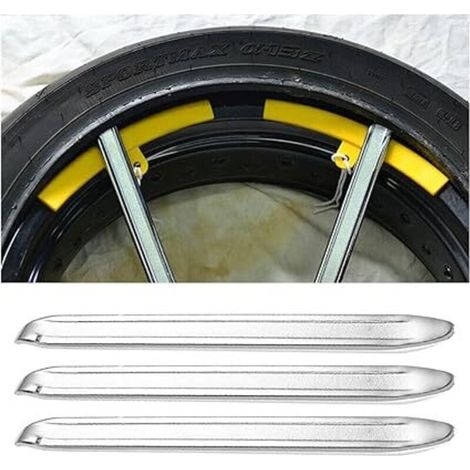 Set di 3 leve per pneumatici, leva per pneumatici in metallo per bicicletta, leva per pneumatici per scooter, leva per pneumatici in metallo per auto e moto, strumento di riparazione per la rimozione  (1/4)