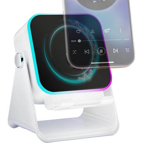 Support de téléphone 5 en 1 - support de bureau pliable à induction avec audio sans fil et lumière d'ambiance, fonction station de charge, support de téléphone - organiseur de bureau (1/5)