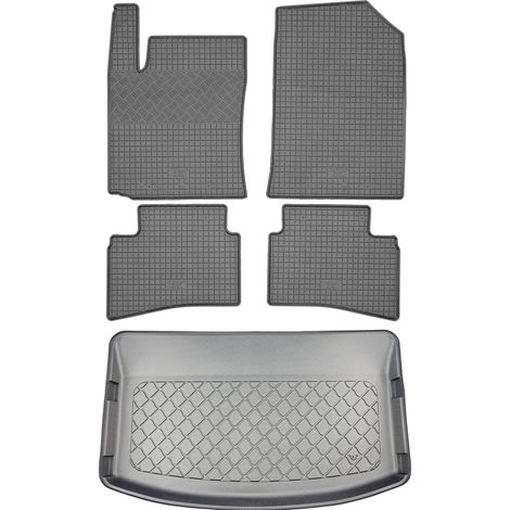 Kia Rio IV YB Hatchback (5 porte) dal 09.2020 SET - tappetini in gomma per auto + tappetino per il bagagliaio