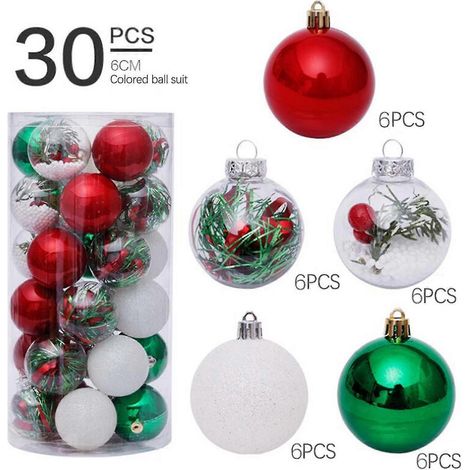 Decoraciones navideñas, 30 bolas de Navidad, adornos para árbol de Navidad, decoración para fiestas, adornos colgantes. (1/5)