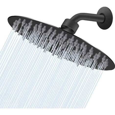 pommeau De Douche Rond Mince En Acier Inoxydable Noir Sus304 Vaporisateur Suprieur Pressuris (1/5)