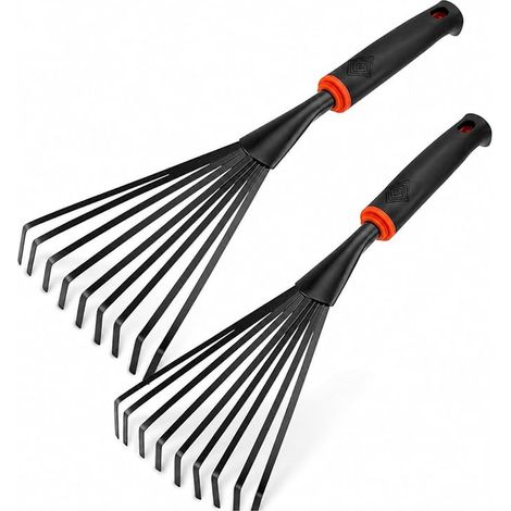 Garden Rake Small Leaf Rake Metal Rake with Ergonomic Handle for Leaves, Weeds and Grass Cutting - A Garden Tool (1/5)