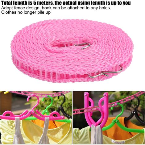 Tendedero portátil para exteriores, antideslizante, 5 m, grueso (rosa) (1/5)