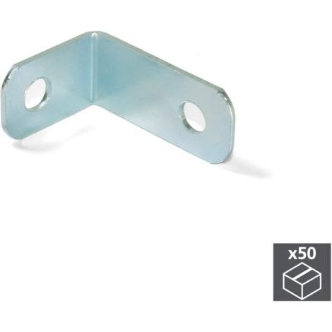 Emuca Escuadra de unión para muebles, 34 x 23,5 mm, 2 agujeros, Acero, Cincado, 50 ud. - (1/2)