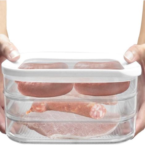 Boîte de conservation transparente Salami Saver avec couvercles, 2000 ml, pour la conservation des saucisses. (1/5)