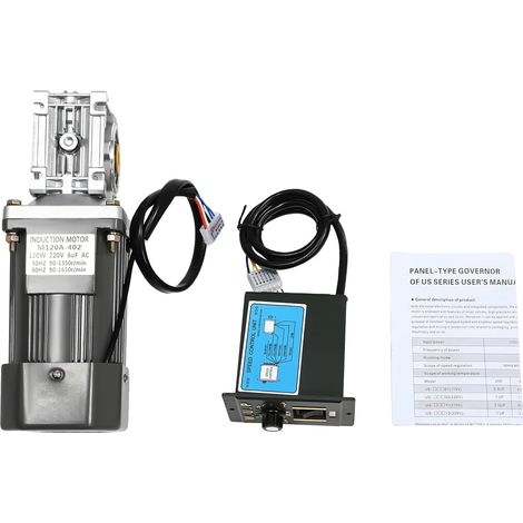Motorreductor de tornillo sin fin, 120 W, CA 220 V, relación de reducción 30:1, velocidad sin carga de 60 RPM, diámetro del orificio del eje de 14 mm. (1/5)