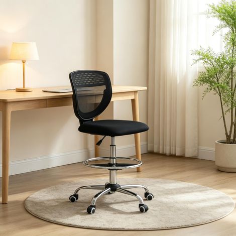 Silla de oficina ergonómica de malla, regulable en altura, con reposapiés extensible para oficina y hogar (solo incluye 1 silla de oficina). (1/5)