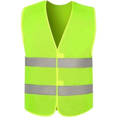 Ensemble de 5 Gilets de Sécurité Jaune Fluo Réfléchissants - Haute Visibilité pour Cyclistes, Conducteurs, Coureurs, Éboueurs, etc. - Taille 57x67cm (1/5)