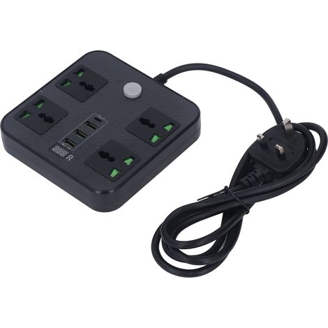 Prise électrique multifonction 8 en 1, sortie USB DC 5V 3.1A, fiche UK 110-250V, câble de 2 mètres inclus. (1/5)