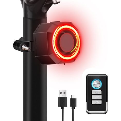 Intelligentes Fahrradrücklicht mit Alarmfunktion – Bremslicht mit Bremssensor – drahtloser Diebstahlalarm – wasserdicht (IP65) – USB-Ladefunktion – Sicherheitswarnlicht (1/3)